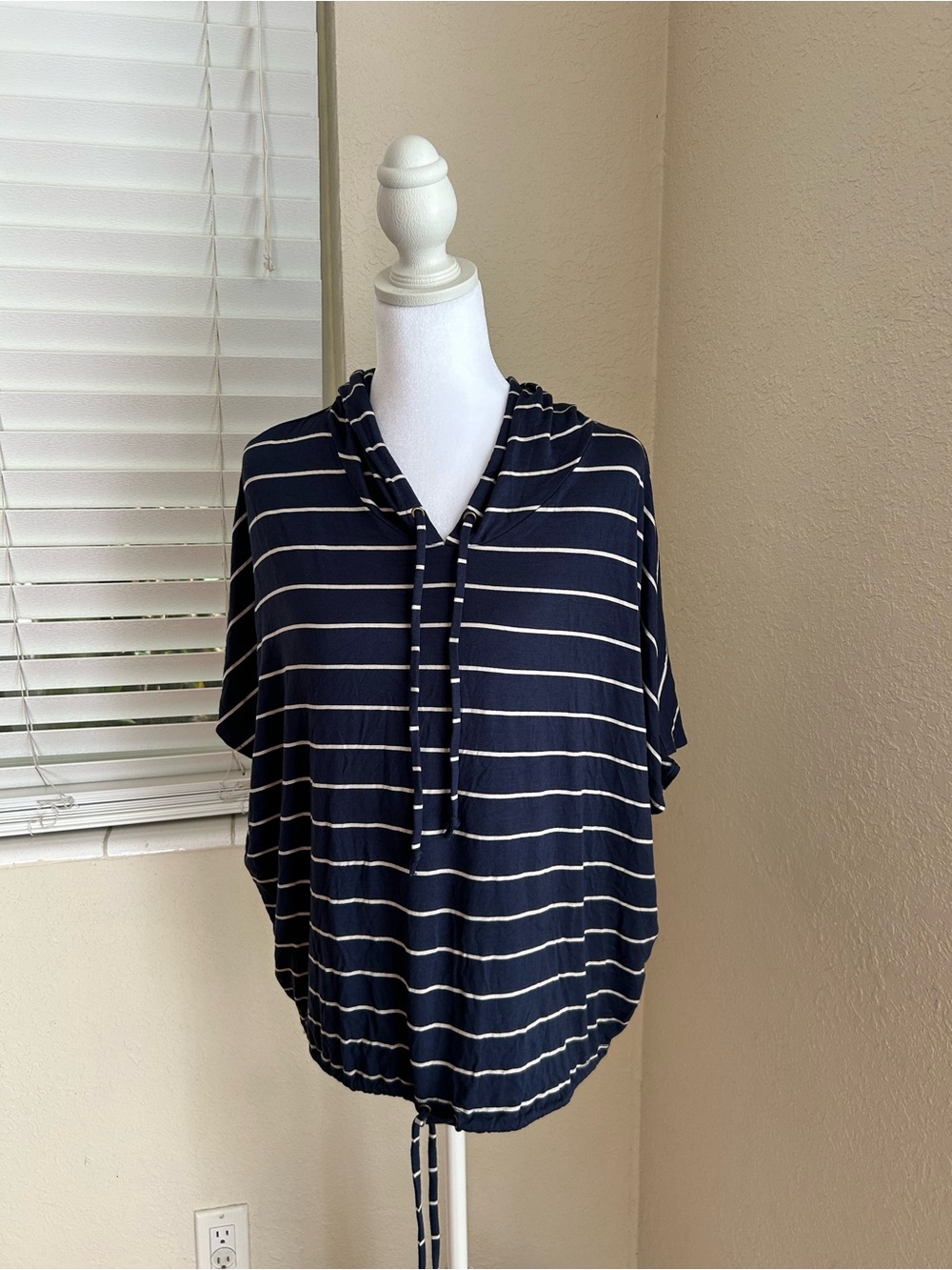 Chaser Brand Navy/White Striped Oversized Hooded Pullover NWT